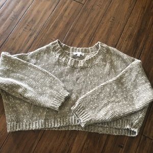 chunky oversized cropped taupe sweater
